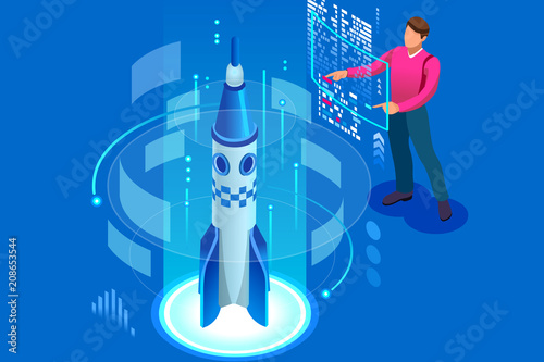 Plan for new start up, concept of income and success. Startup, new company, idea for website development, web banner, infographics or hero images. Flat isometric vector illustration.
