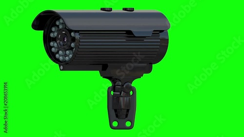 Wallpaper Mural security camera spinning or rotating on a white or green background 3d rendering Torontodigital.ca