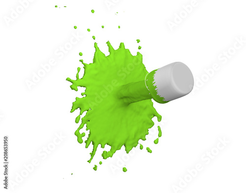grüner Farbklecks auf weiß isoliert. 3d render photo
