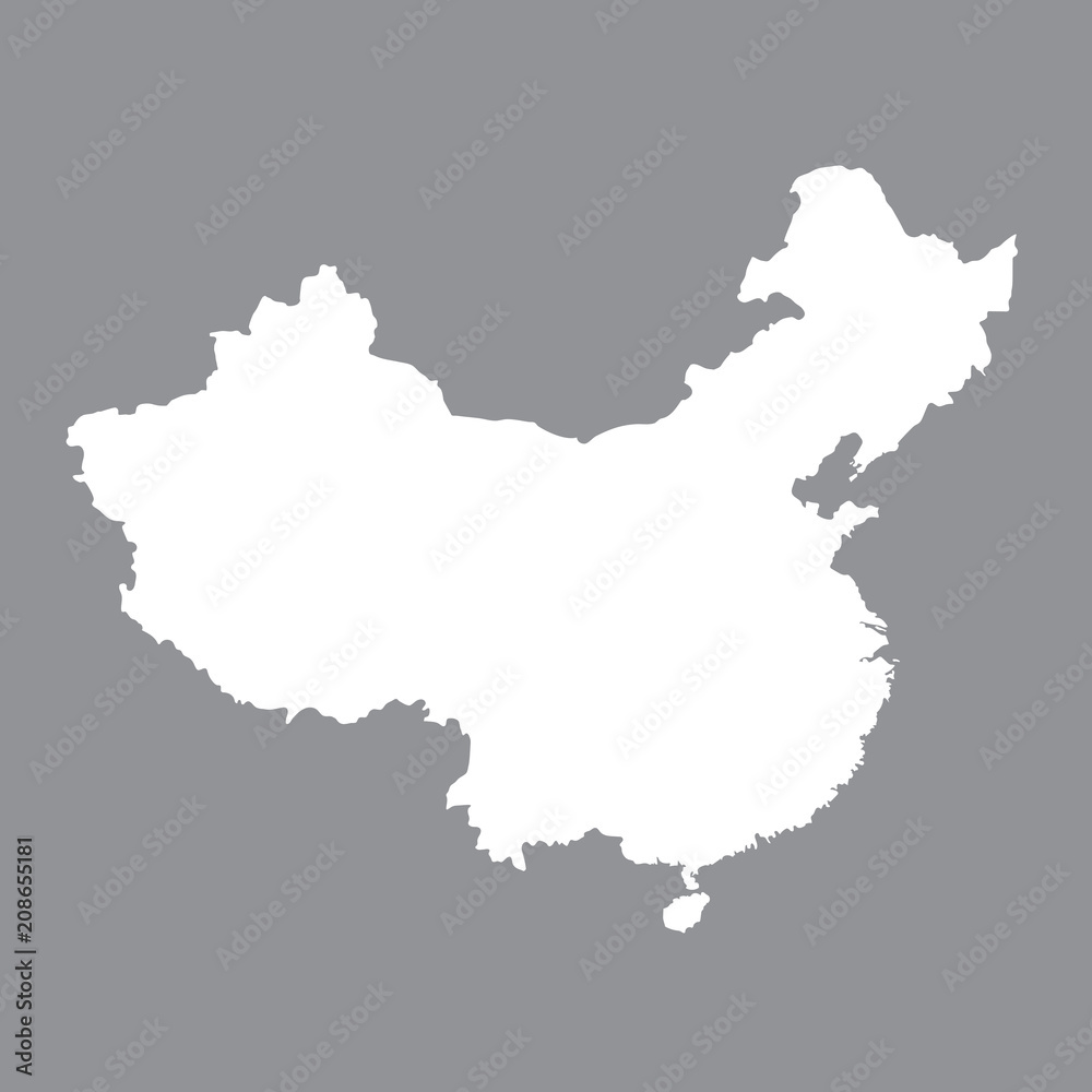 Blank map China. High quality map of  China on gray background. Stock vector. Vector illustration EPS10.