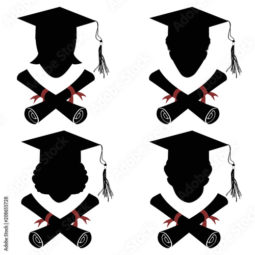 graduated people head with diploma icon