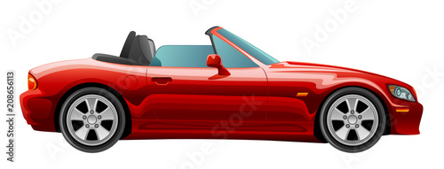 Red cabriolet on a white background