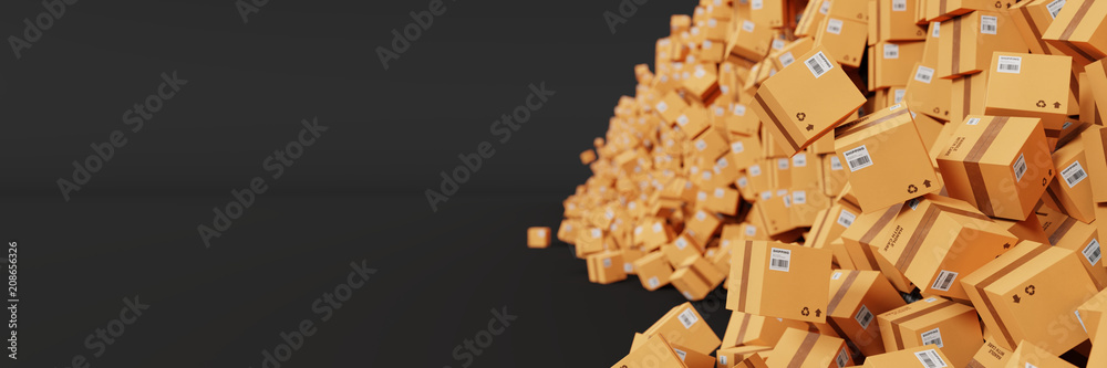 Infinite shipping boxes, transportation and logistics concept, original 3d rendering illustration Infinite shipping boxes, transportation and logistics concept, original 3d rendering illustration