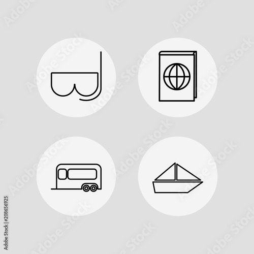 Travel vector icons set. Outlined linear icons