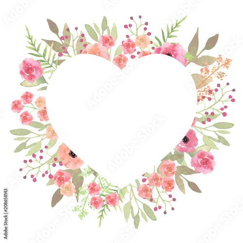 Flowers heart. Beautiful paper art pink design template. Romanti