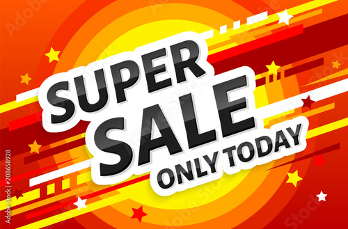 Super sale poster, banner. Design template. Sale and discounts. Product promotion. Vector.