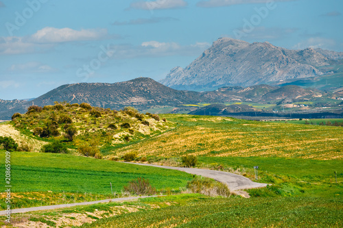 mountain landscape near El Chorro Gorge, Andalusia, Spain