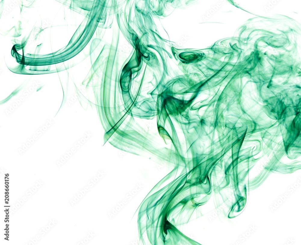 Green smoke on white background Green smoke on white background