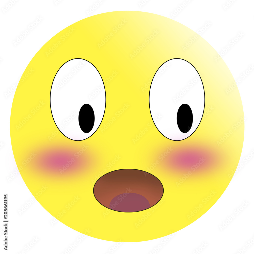 Fototapeta premium Embarrassed emoticon with flushed red cheeks
