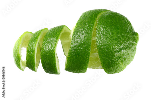 fresh lime peel isolated on white background. healthy food