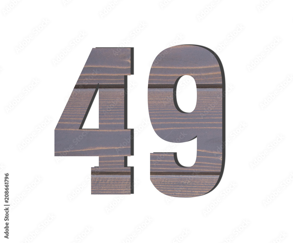 49 3d Number. Decorative brown wooden planks texture 49 3d Number. Decorative brown wooden planks texture