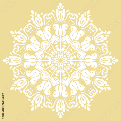 Elegant ornament in classic style. Abstract traditional pattern with oriental elements. Classic vintage round white pattern