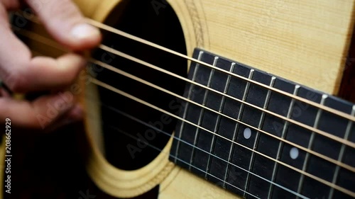 Man Plucking guitar