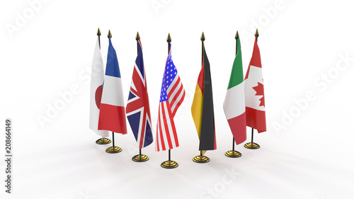 Flags of G7 members isolated on white background 