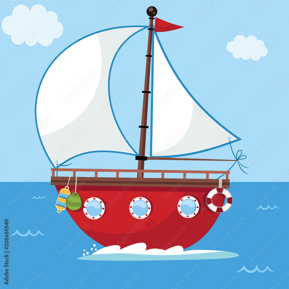 Vector illustration of a cartoon sailing boat. Stock Vector | Adobe Stock Vector illustration of a cartoon sailing boat. Stock Vector | Adobe Stock
