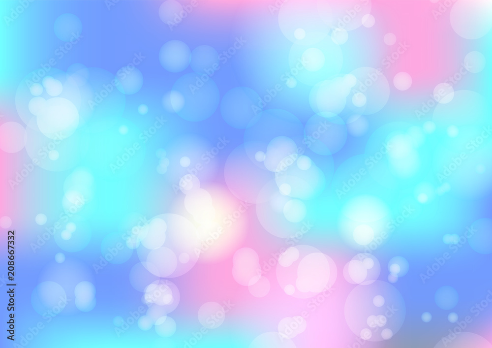 Abstract bright blue and pink bokeh background, concept of sky. Cute light colors wallpaper with blurred blobs effect for ui design, web, apps wallpaper, banner