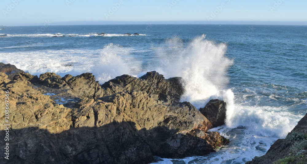 Waves crashing on the N. California coast