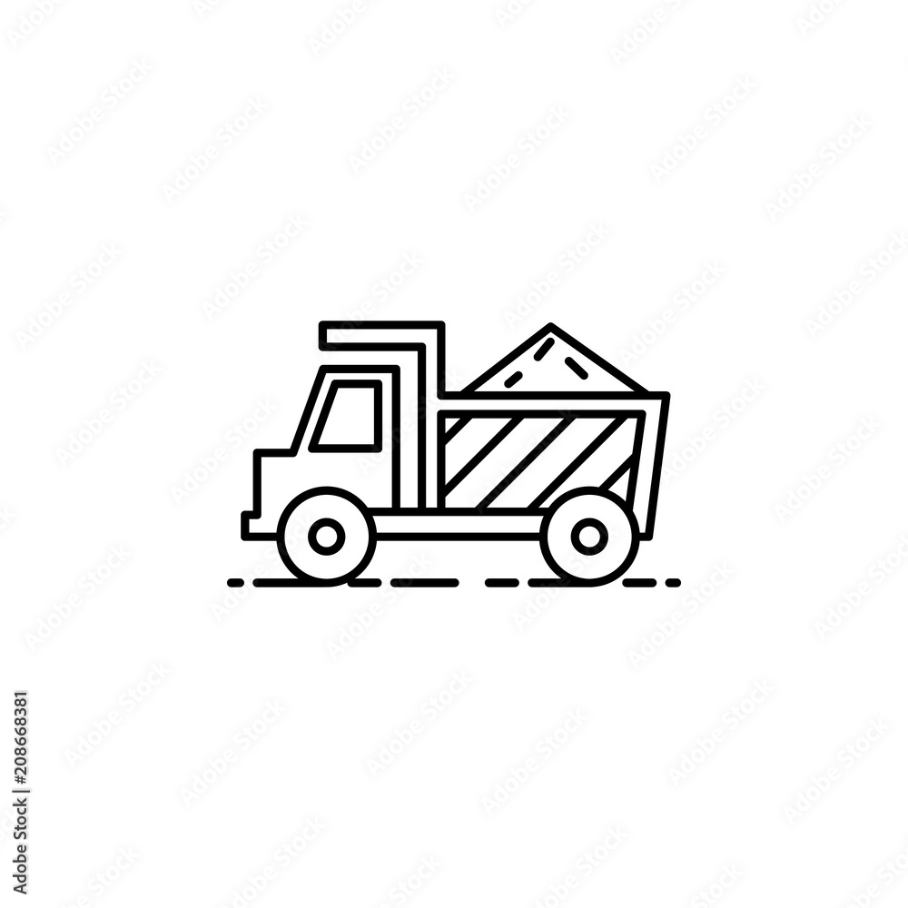 cargo with sand outline icon. Element of construction icon for mobile concept and web apps. Thin line cargo with sand outline icon can be used for web and mobile