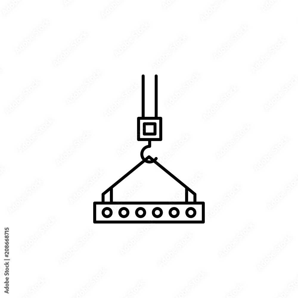 crane with load outline icon. Element of construction icon for mobile concept and web apps. Thin line crane with load outline icon can be used for web and mobile