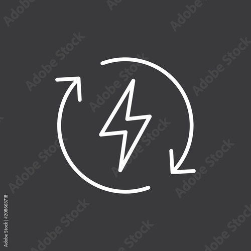 line renewable energy icon on dark background