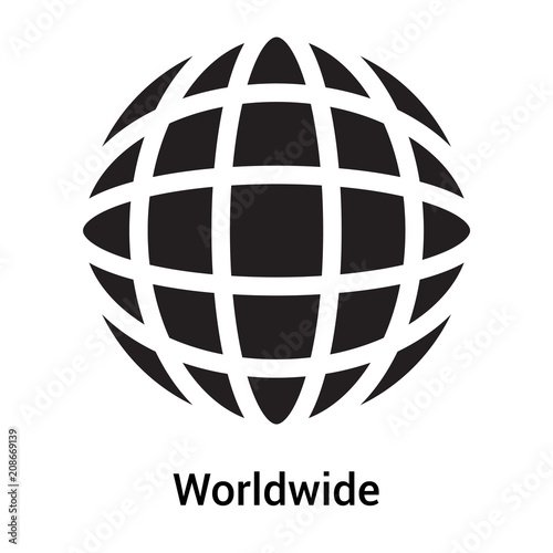Worldwide icon vector sign and symbol isolated on white background, Worldwide logo concept