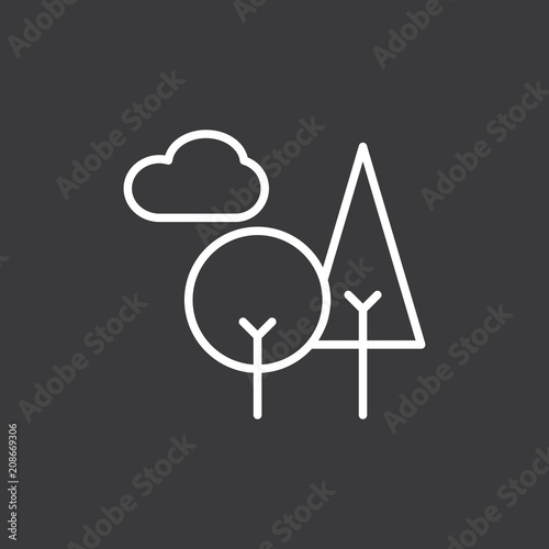 line trees icon on dark background