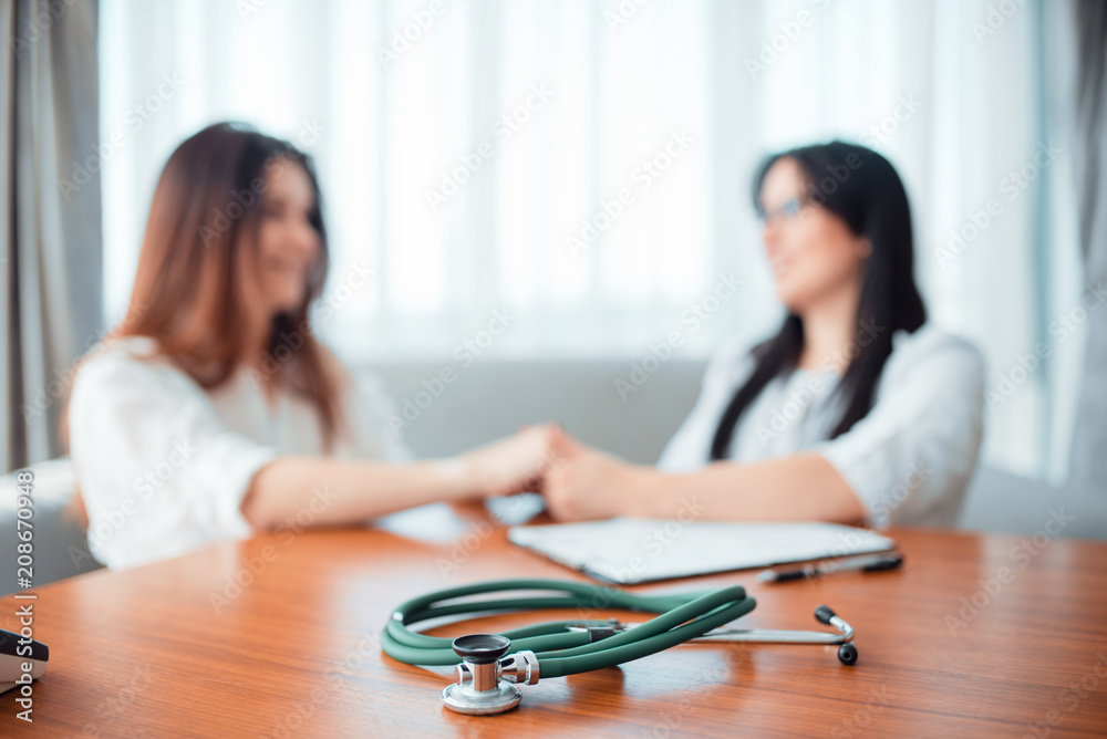 Family doctor examination, wife takes cosultation Family doctor examination, wife takes cosultation