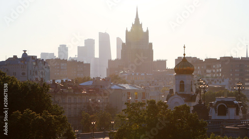 View of Moscow city at sunset, Russia