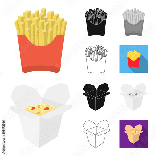 Fast food cartoon,black,flat,monochrome,outline icons in set collection for design.Food from semi-finished products vector symbol stock web illustration.