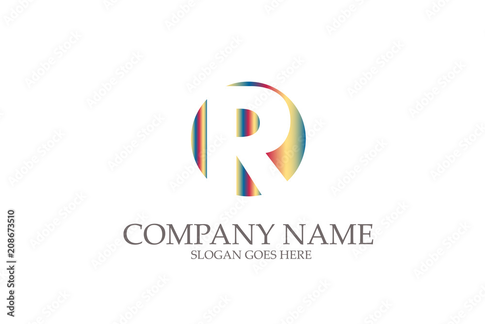 Fototapeta premium Letter R in a colorful circle icon design element template