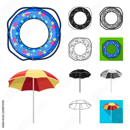 Multicolored swimming circle cartoon,black,flat,monochrome,outline icons in set collection for design. Different lifebuoysvector symbol stock web illustration.