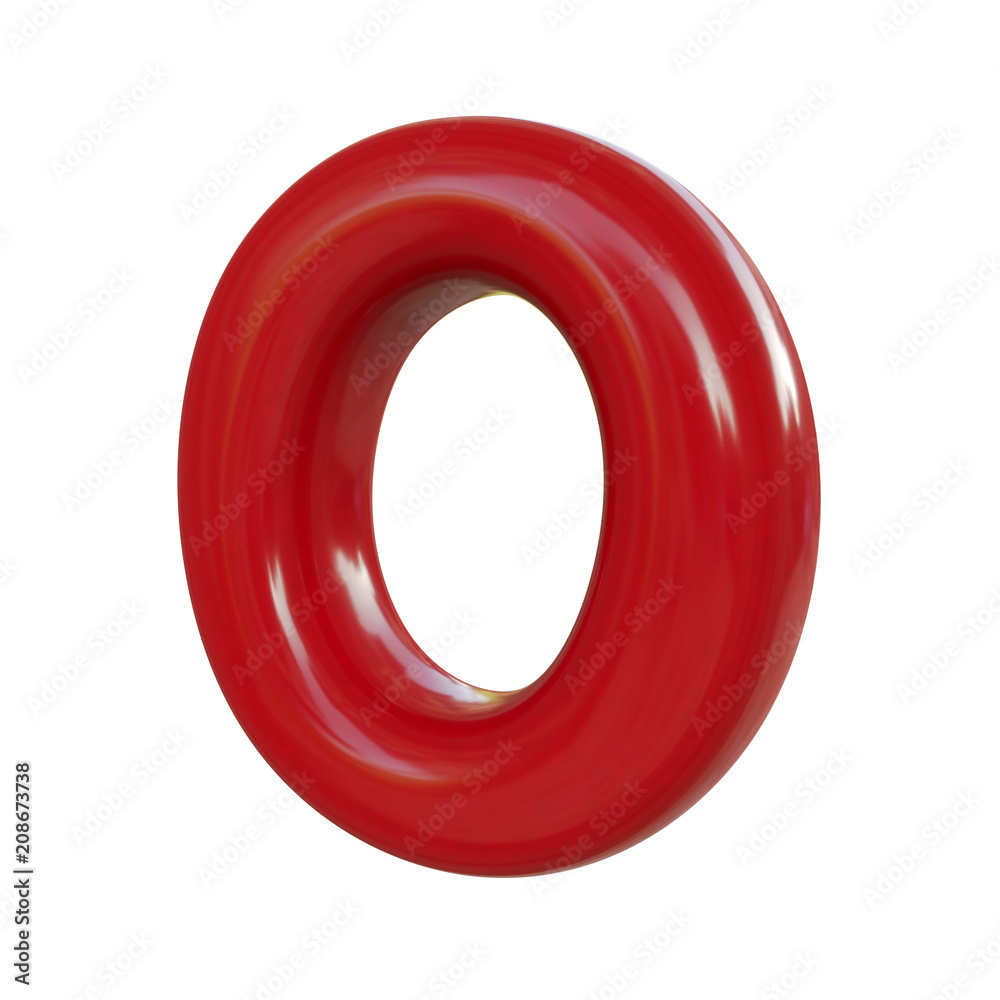 Glossy red letter O. 3D render of balloon font isolated on white background Glossy red letter O. 3D render of balloon font isolated on white background