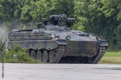German infantry fighting vehicle drives on a road