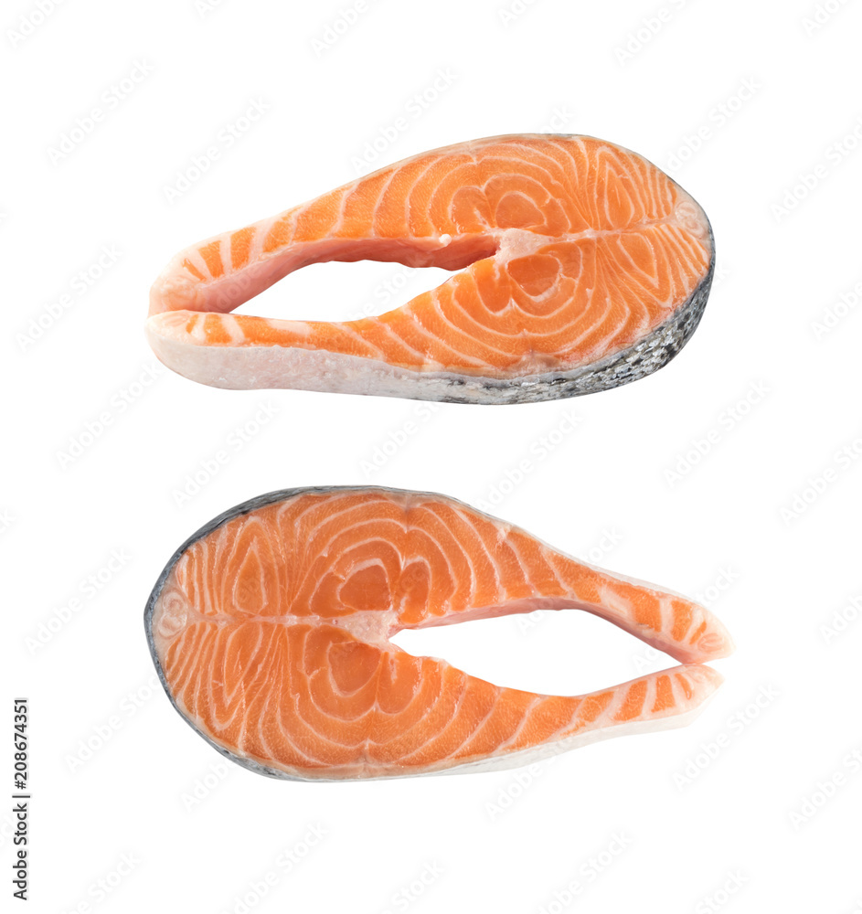 Raw Salmon Steak Isolated Raw Salmon Steak Isolated