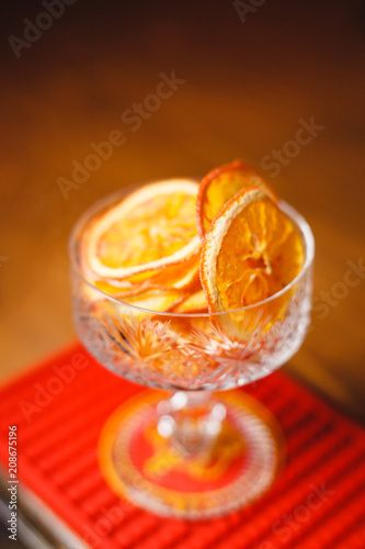 A beautiful glass with slices of dried orange