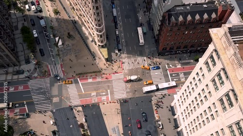 Aerial view of New York, Midtown Manhattan. Flatiron. Residental and business buildings from above