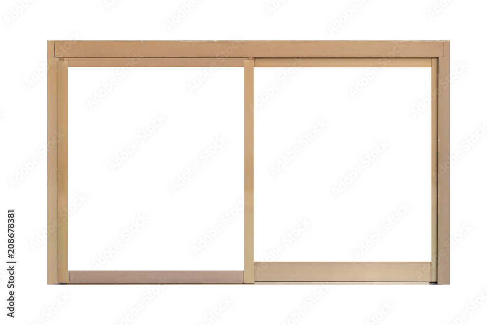 Gold metal window frame isolated on white background Gold metal window frame isolated on white background