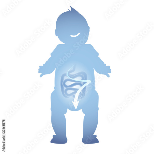 Abstract illustration of a healthy baby intestine. Normal digestion of a child.