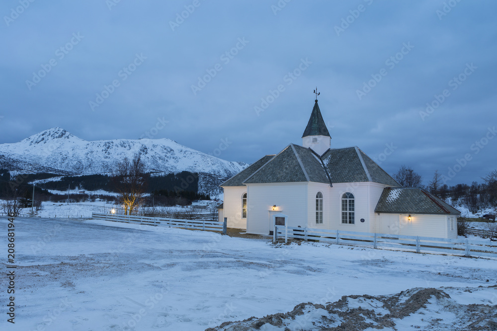 The Hol Church near Leknes, Lofoten Norway