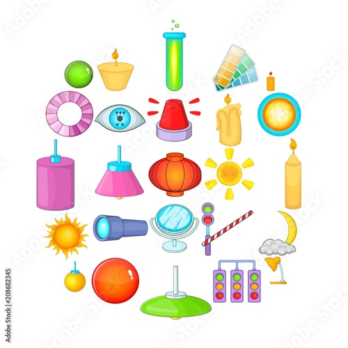 Lighting icons set. Cartoon set of 25 lighting vector icons for web isolated on white background
