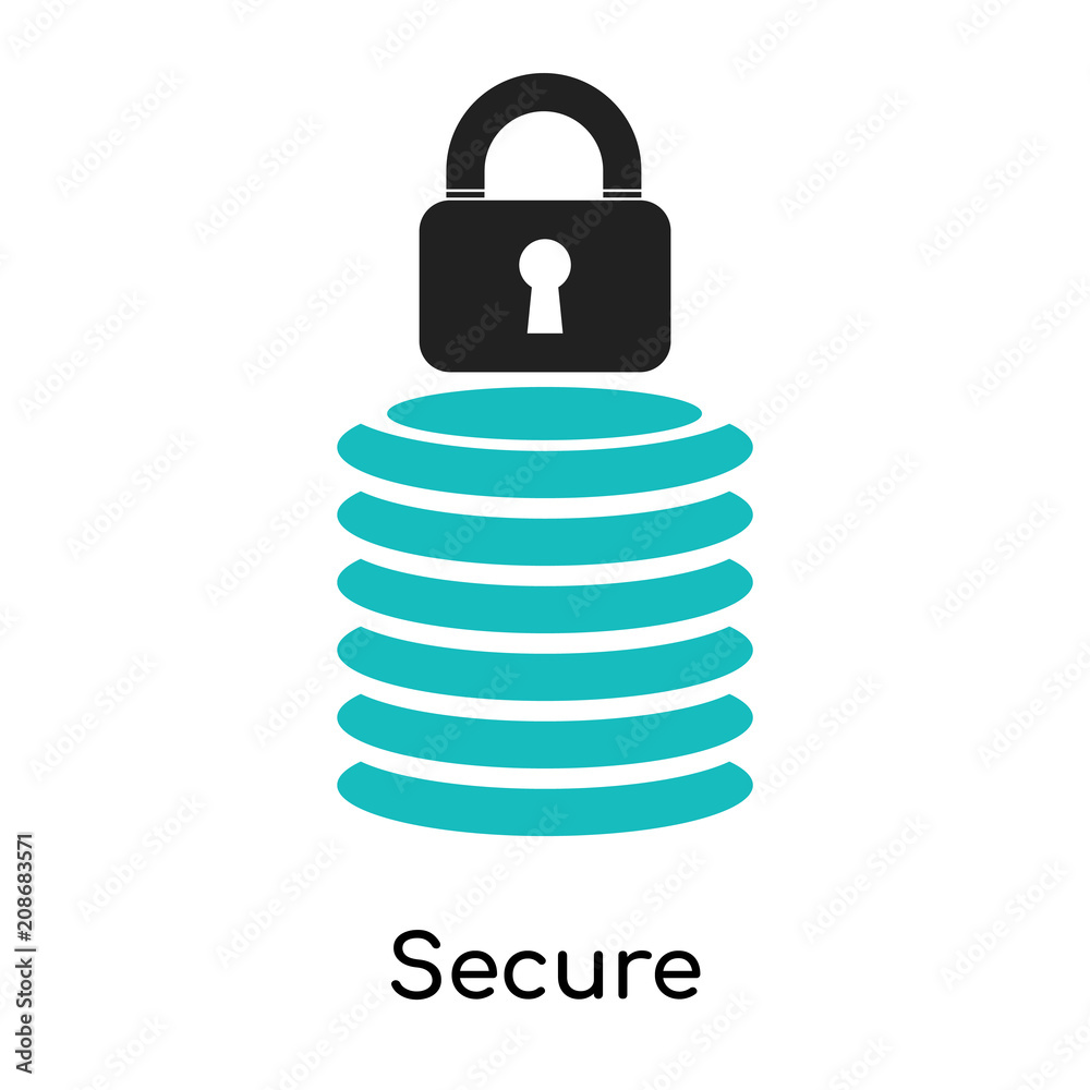Secure Database icon vector sign and symbol isolated on white background, Secure Database logo concept Secure Database icon vector sign and symbol isolated on white background, Secure Database logo concept