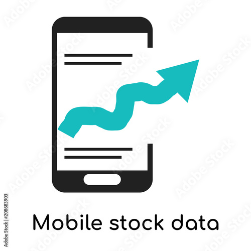 Mobile stock data analysis icon vector sign and symbol isolated on white background, Mobile stock data analysis logo concept