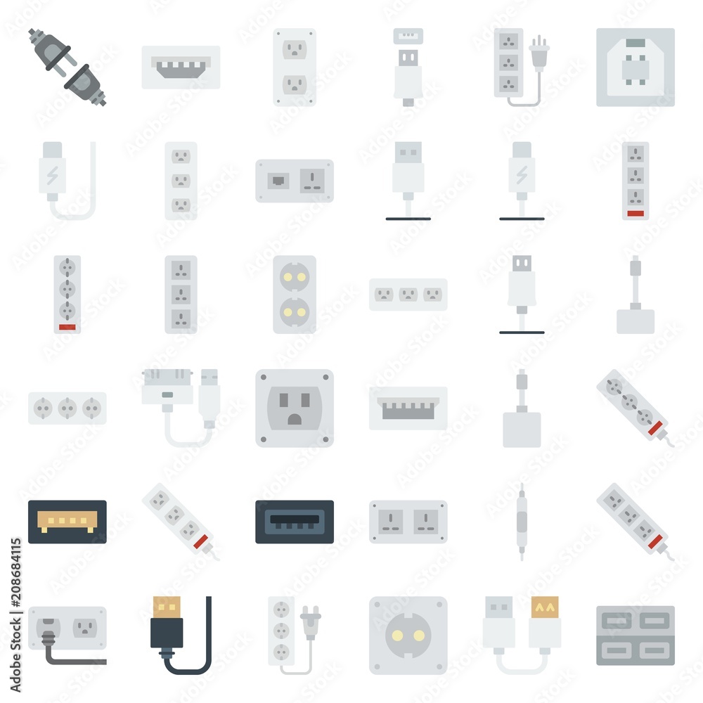 connector cable icons set connector cable icons set