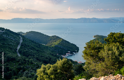 Panoramic image of village Prožurska luka at island Mljet.Croatia