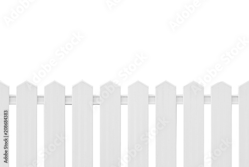 White wood fence isolated on white background