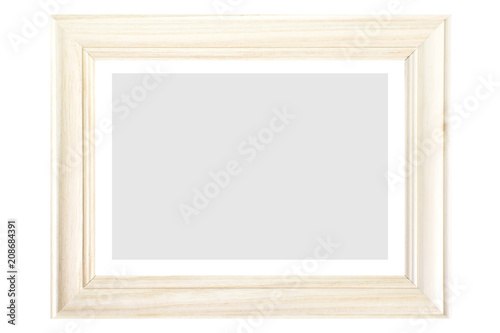 Vintage white photo frame isolated on white background