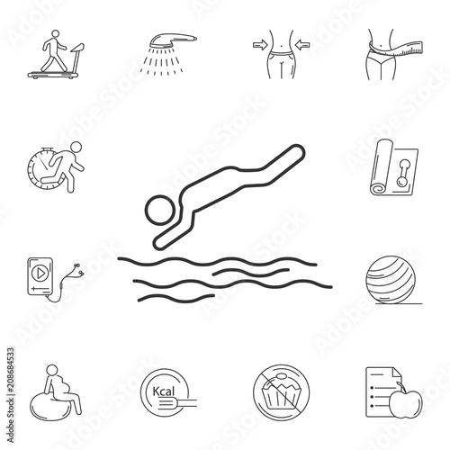 Jump into the water icon. Simple element illustration. Jump into the water symbol design from Gym and Health collection set. Can be used for web and mobile