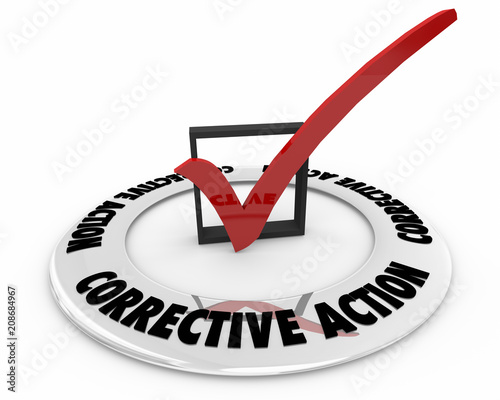 Corrective Action Check Mark Box Fix Problem Repair 3d Render Illustration