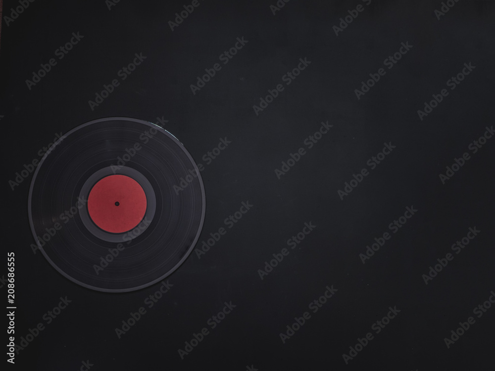 overhead blank vinyl record on black background with space for text concept mockup overhead blank vinyl record on black background with space for text concept mockup