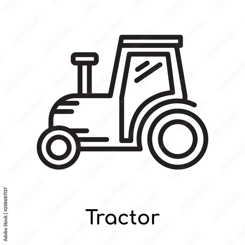 Tractor icon vector sign and symbol isolated on white background, Tractor logo concept , outline symbol, linear sign , outline symbol, linear sign Tractor icon vector sign and symbol isolated on white background, Tractor logo concept , outline symbol, linear sign , outline symbol, linear sign